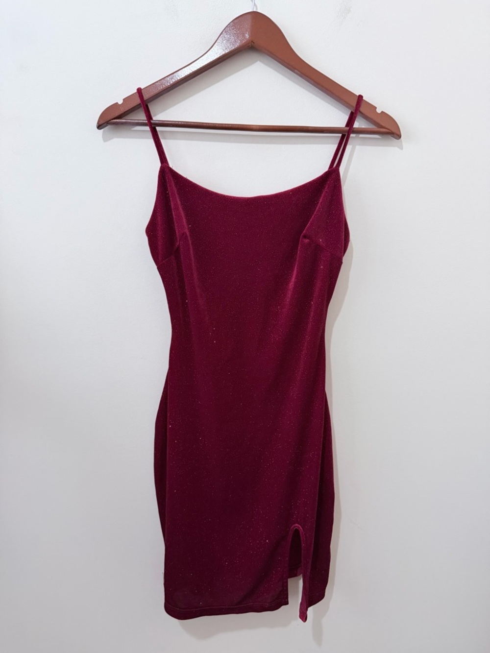 Windsor Twinkle Like A Star Glitter Velvet Mini Dress Bodycon Sparkle Red NWT S - Picture 3 of 9